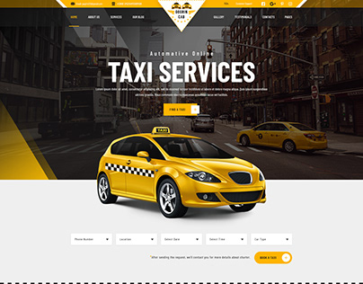 Taxi Services PSD Website landing page.