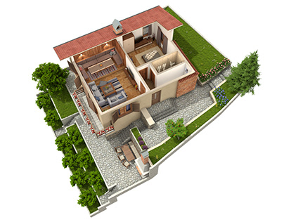 3D Floor plan: Rental villa, Hrabrino