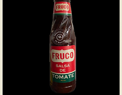 Frasco de Salsa de Tomate Fruco ochentero.