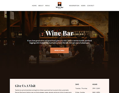 Wine Bar - wordpress website
