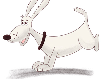 Digital Illustration - A Cute Gray Dog.