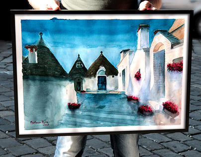 Bari - Italy - Alberobello - watercolor