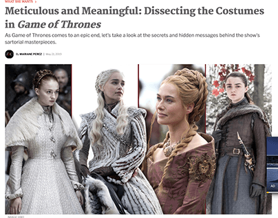 Dissecting the Costumes in Game of Thrones