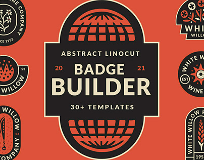 Abstract Linocut Badge Builder by Clayton Facchini