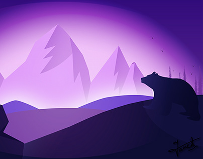 Purple Polar Bear Silhouette Vector Illustration