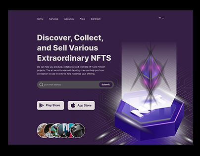 Dark website header design for NFT