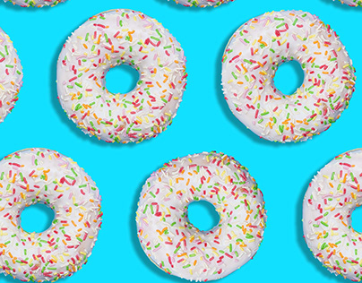 flat lay pop art style donuts