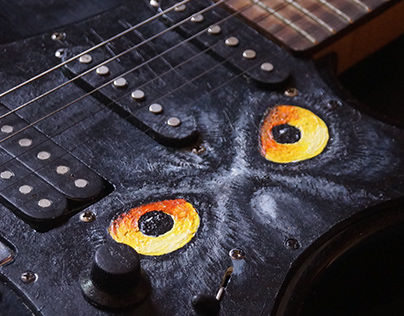 Guitar Black Owl Paint