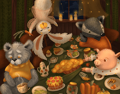 Autumn story. Children's book illustrations