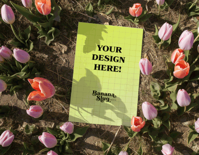 Poster Mockup - Tulip Field - Flowers - PSD & JPG