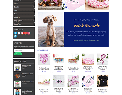 Pet cloths website design by shopify