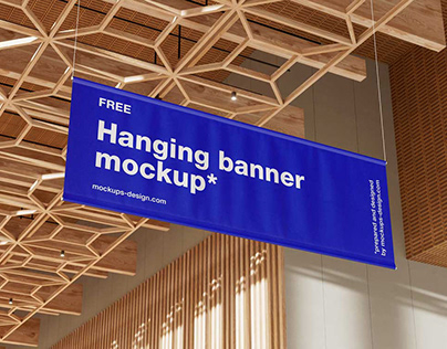 Expo Hall Hanging Banner Mockup