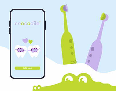 Crocodile. Logotype & illustrations for mobile app