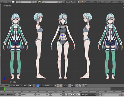 3D modeling of Sinon(Sword Art online) and a donut