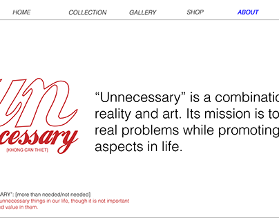 "Unnecessary Clothing" Website Idea/Draft