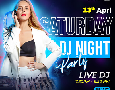 Saturday DJ Party Social Media Poster