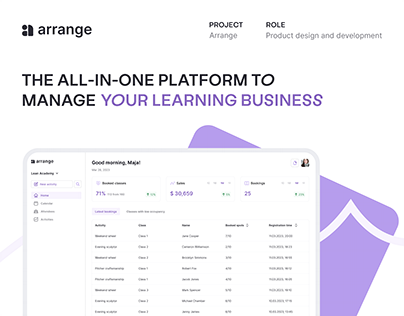 Arrange – SaaS Platform To Manage Learning Business