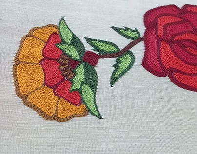 Hand embroidery inspired by Kashida kashmiri embroidery