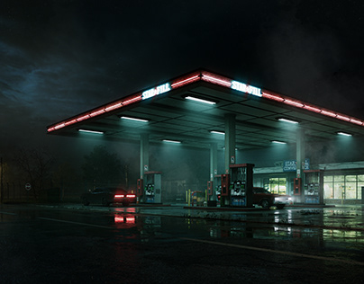 Project thumbnail - Midnight Fuel / Gas Station 3D Artwork