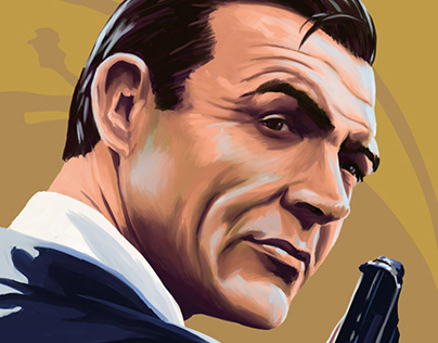 Sean Connery Portrait as James Bond Tribute.