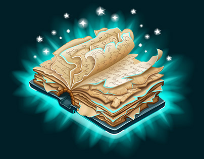 Old books and parchments. Vector game elements.