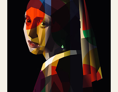 Portrait, geometry, vector, Vermeer, illustration