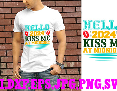 Hello 2024 Kiss Me At Midnight Happy New Year t-shirt