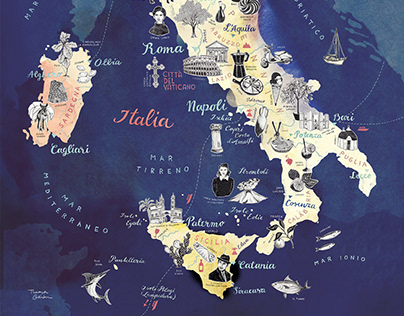 Italy illustrated travel map