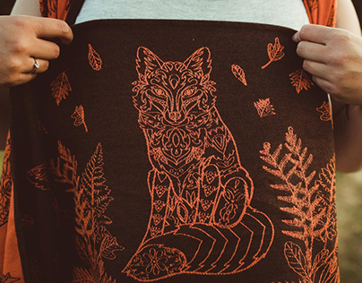 Fox line - jaquard fabric, baby wrap design