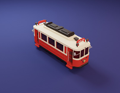 Blender, tram, streetcar, 3d, modelling
