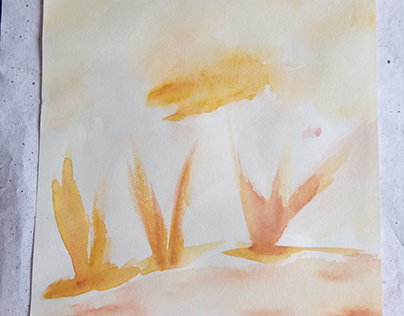 Watercolor with Japanese pigments ,paper japanese