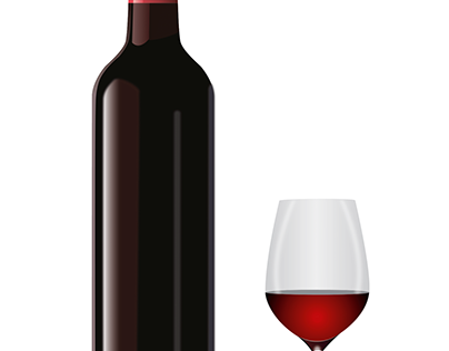 Ilustración de vino y copa