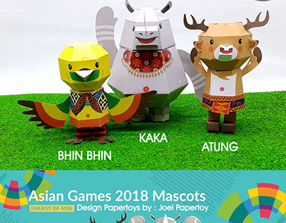 ASIAN GAMES 2018 MASCOT PAPERTOYS - BHINBHIN,ATUNG,KAKA