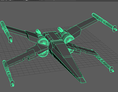 High-polygon model of the X-Wing gunship from Star Wars