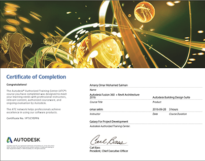 Certificate of completion "Autodesk Fusion 360"