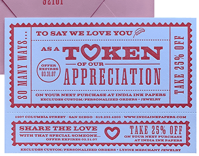 Letterpress Token of Appreciation Custom Card