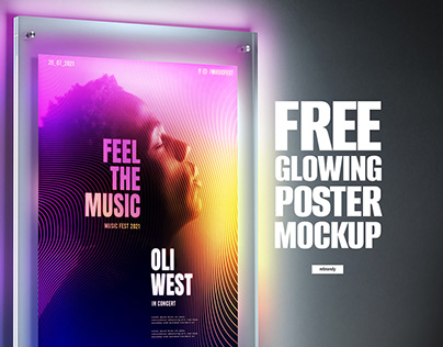 Free Glowing Poster Mockup