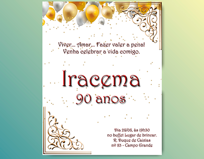 Convite de 90 anos - Iracema
