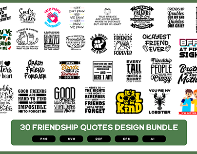 30 Friendship quotes | Friendship Shirts Design Bundle