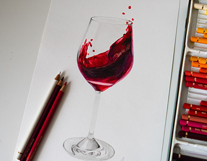 Grapes in Wine Glass Drawing by Matheesha Dasanayaka | Saatchi Art