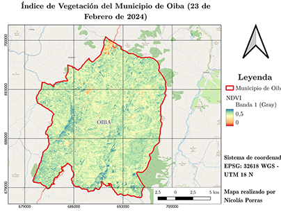 Índice de vegetacion municipio de Oiba