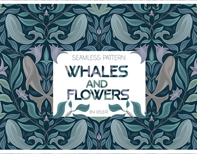 Pattern Whales and flowers