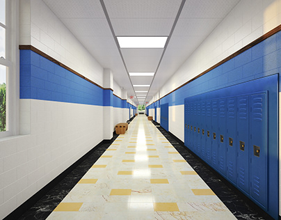 High School Hallway Rendering