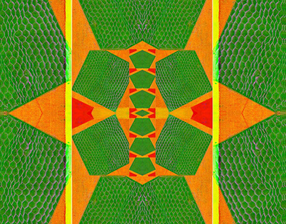 Peinture symétrique abstraite géométrique vert orange