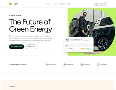 Landing page for EV company