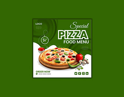 simple social media post for delicious pizza design