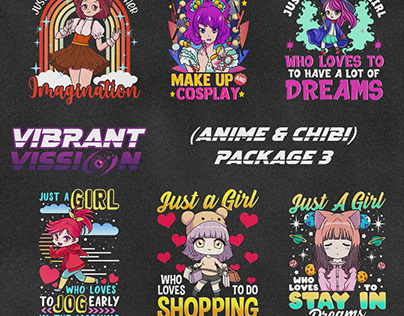 Anime Girl & Kawaii Chibi Girl Shirt Designs Package 3
