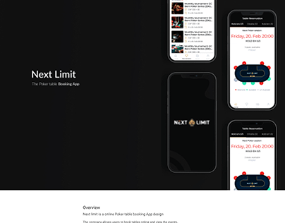 Next Limit App: Online Poker table booking App design