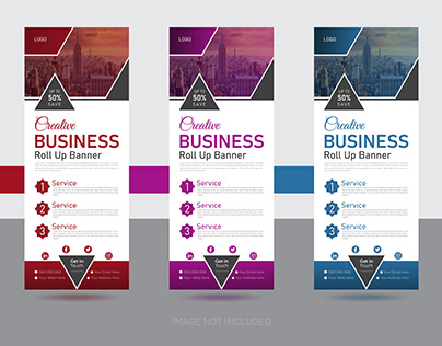Business roll up banner design template with 3 colors
