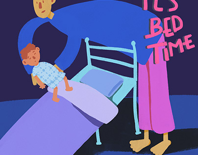 Night time ready for bed. Children’s book illustration